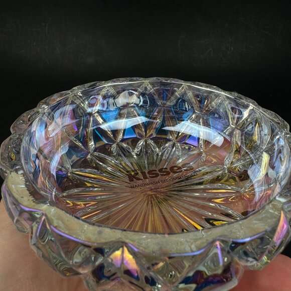 Clear Glass Iridescent Crystal Hershey Kiss Textured Trinket Candy Dish w Lid - Picture 6 of 16